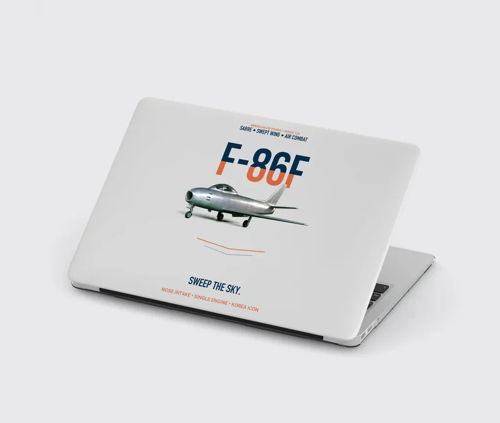 F-86F Sabre Sweep The Sky design on light gray MacBook case