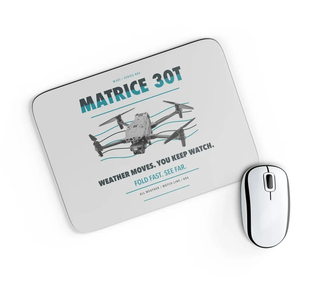 DJI Matrice 30T design on light gray rectangle mouse pad