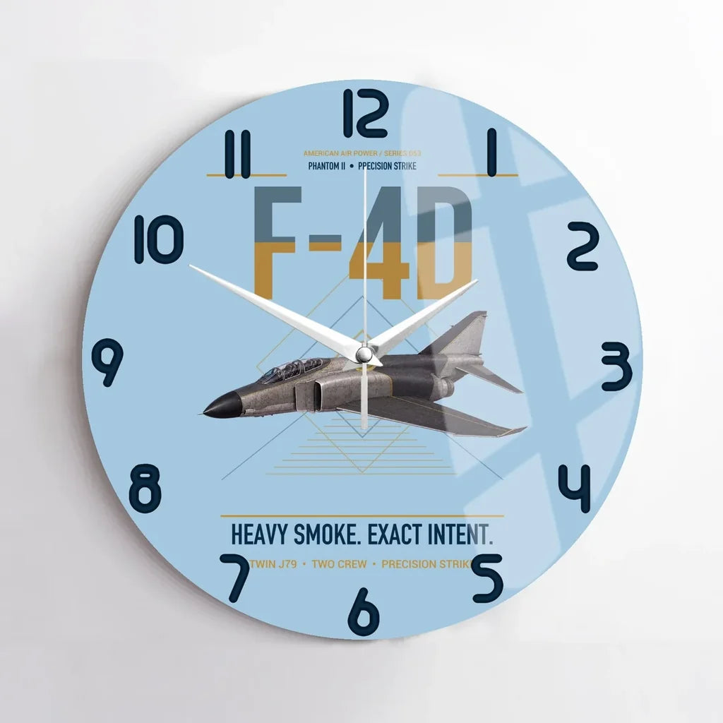 F-4D Phantom II design on light blue no frame wall clock