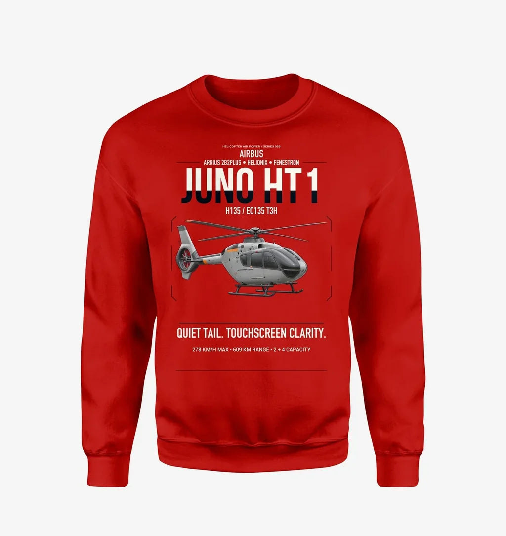 Airbus H135 Juno HT1 design on red sweatshirt