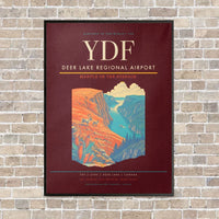 Thumbnail for Deer Lake Regional Airport YDF vertical canvas print - framed - dark red background