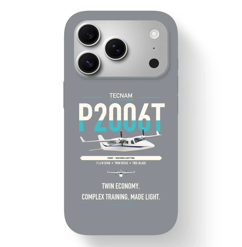 Tecnam P2006T design on gray magsafe iphone case, for iPhone 17 Pro