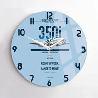 Thumbnail for Beechcraft King Air 350i design on light blue no frame wall clock