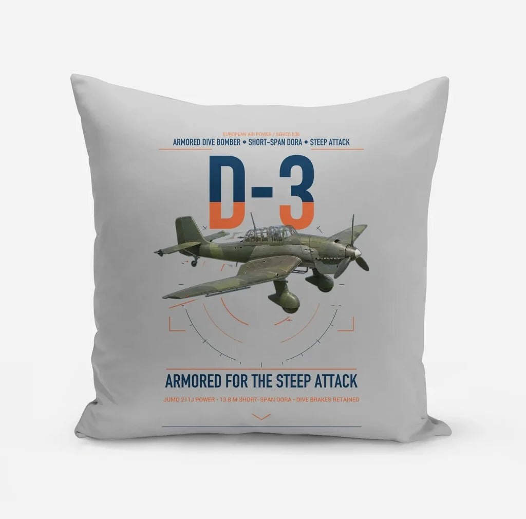 Junkers Ju 87D-3 design on light gray pillow