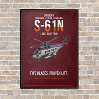 Thumbnail for Sikorsky S-61N vertical canvas print - framed - dark red background