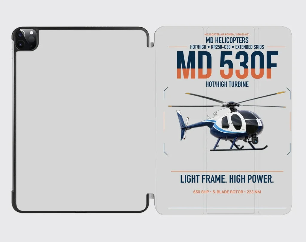 MD Helicopters MD 530F design on light gray ipad tablet case