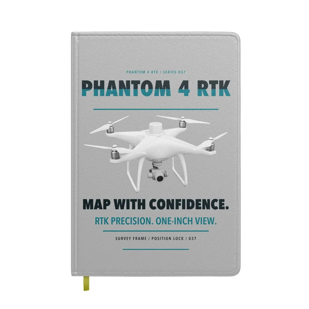 DJI Phantom 4 RTK design on light gray notebook