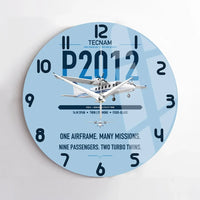 Thumbnail for Tecnam P2012 Traveller design on light blue no frame wall clock