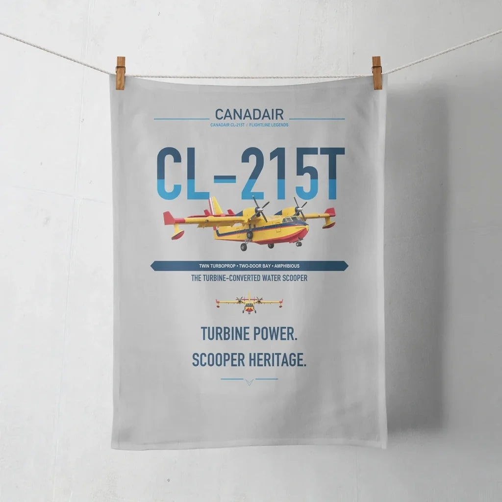 Canadair CL-215T design on light gray towel