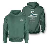 Thumbnail for Fokker 50 design on green double-side hoodie, double-side print