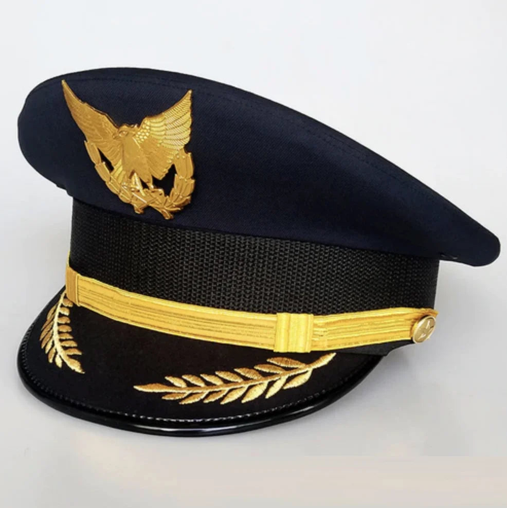 Super Quality Different Style Airline Pilot Hats (2) aviation design on crisp poplin cotton with epaulettes pilot uniform.