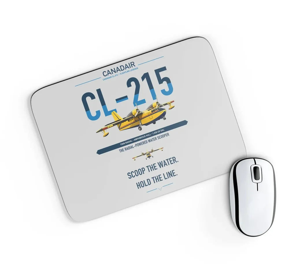Canadair CL-215 design on light gray rectangle mouse pad