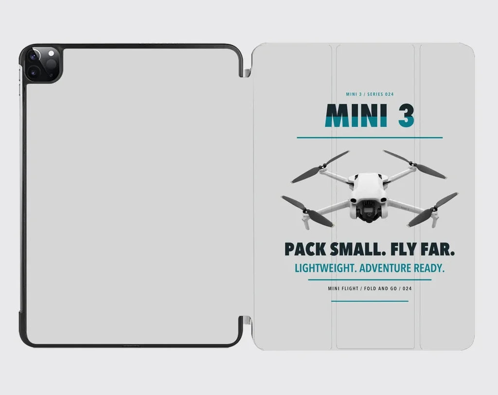 DJI Mini 3 design on light gray ipad tablet case