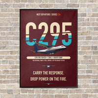 Thumbnail for Airbus C295 Firefighter vertical canvas print - framed - dark red background