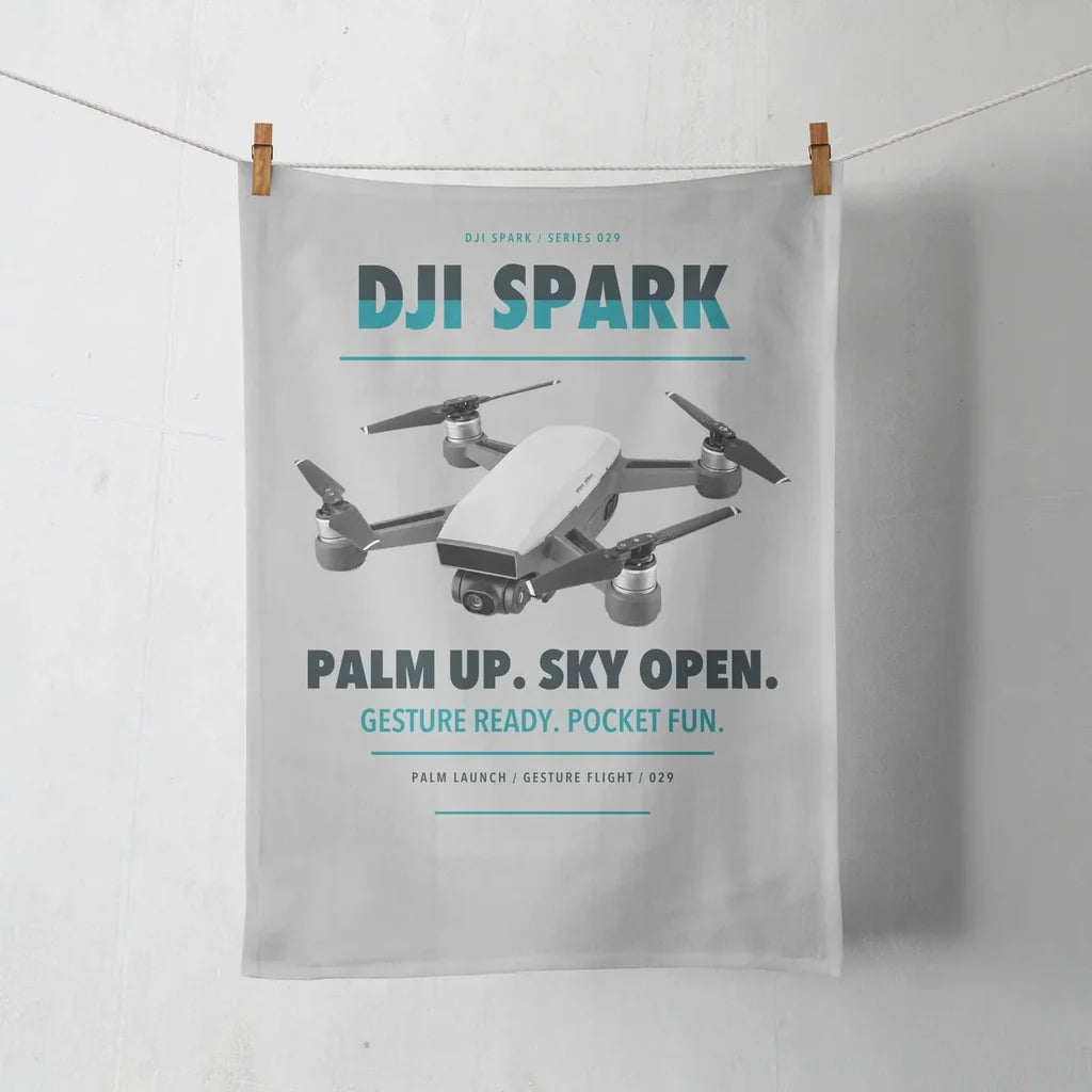 DJI Spark design on light gray towel