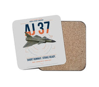 Thumbnail for Saab AJ 37 Viggen design on light gray 1 piece coaster