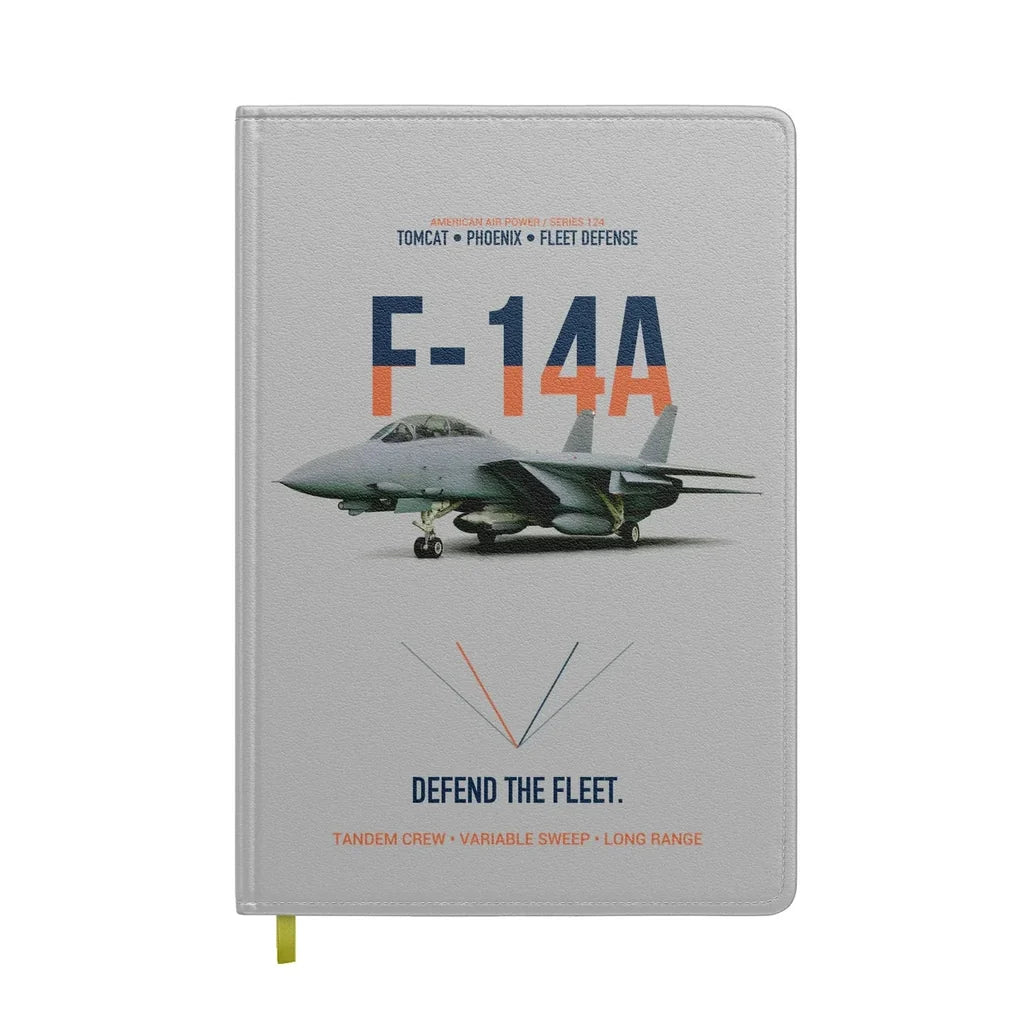 F-14A Tomcat Defend The Fleet design on light gray notebook