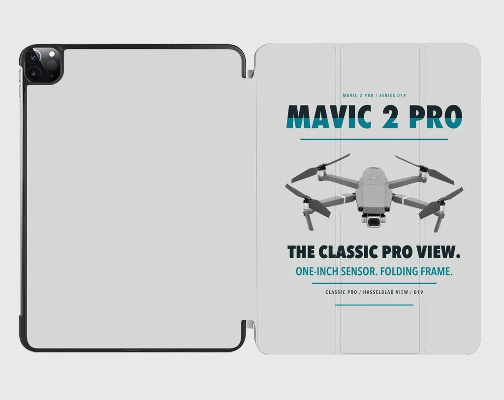 DJI Mavic 2 Pro design on light gray ipad tablet case