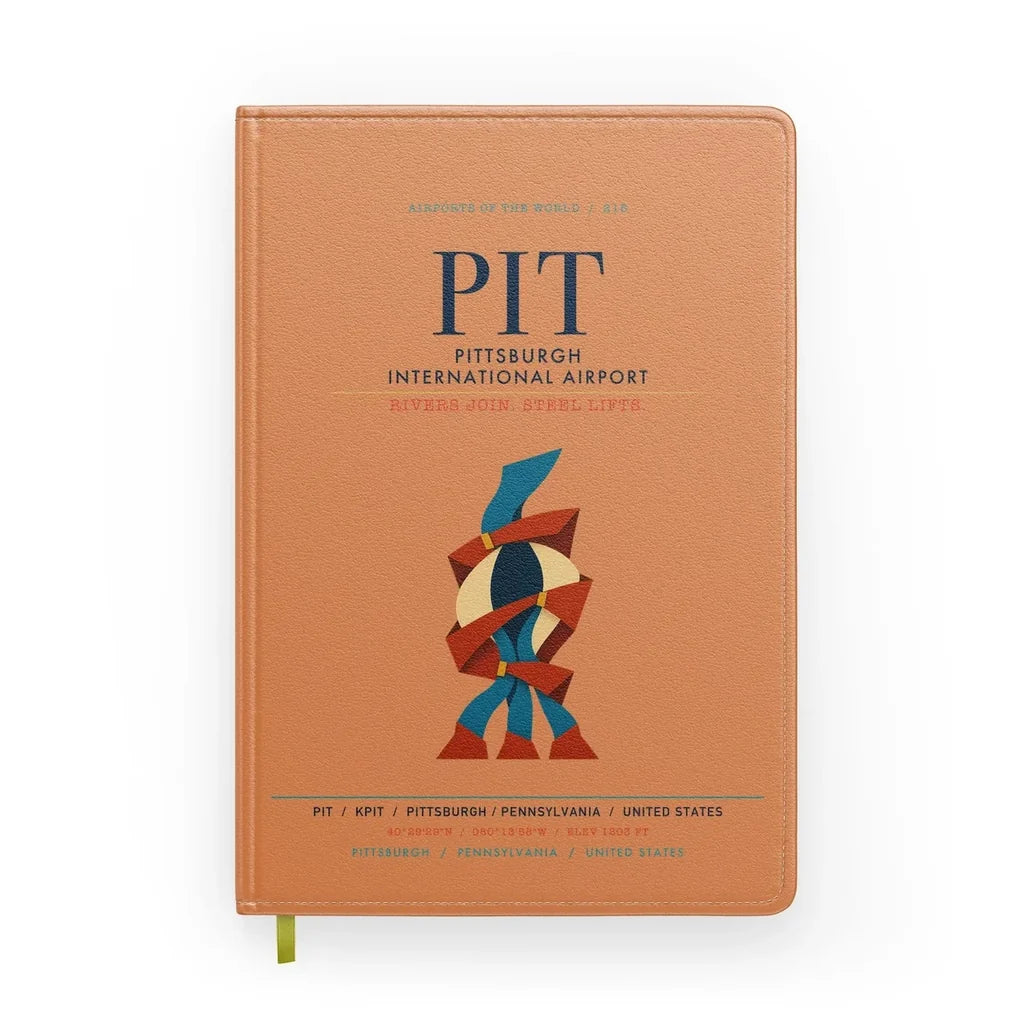 Pittsburgh International Airport (PIT) design on orange notebook