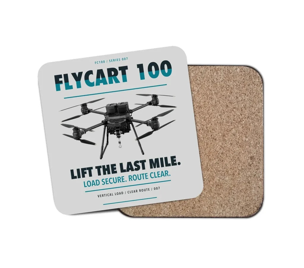 DJI FlyCart 100 design on light gray 1 piece coaster