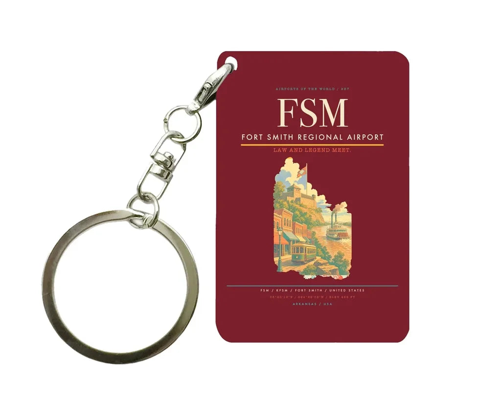 Fort Smith Regional Airport (FSM) design on dark red key chain