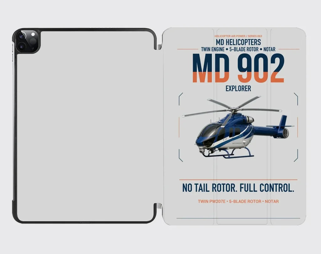 MD Helicopters MD 902 Explorer design on light gray ipad tablet case