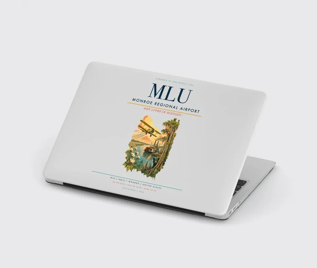 Monroe Regional Airport (MLU) design on light gray MacBook case