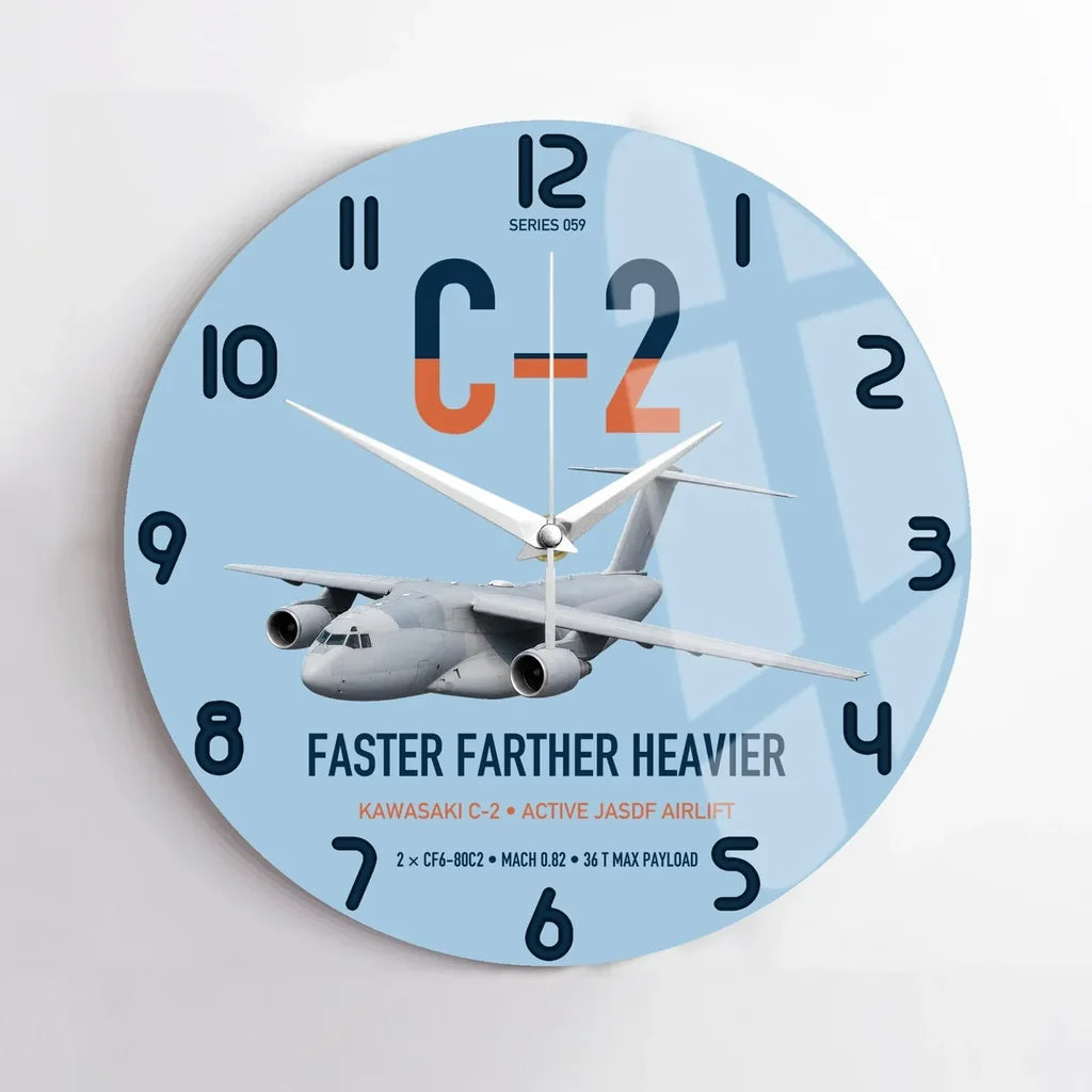 Kawasaki C-2 design on light blue no frame wall clock