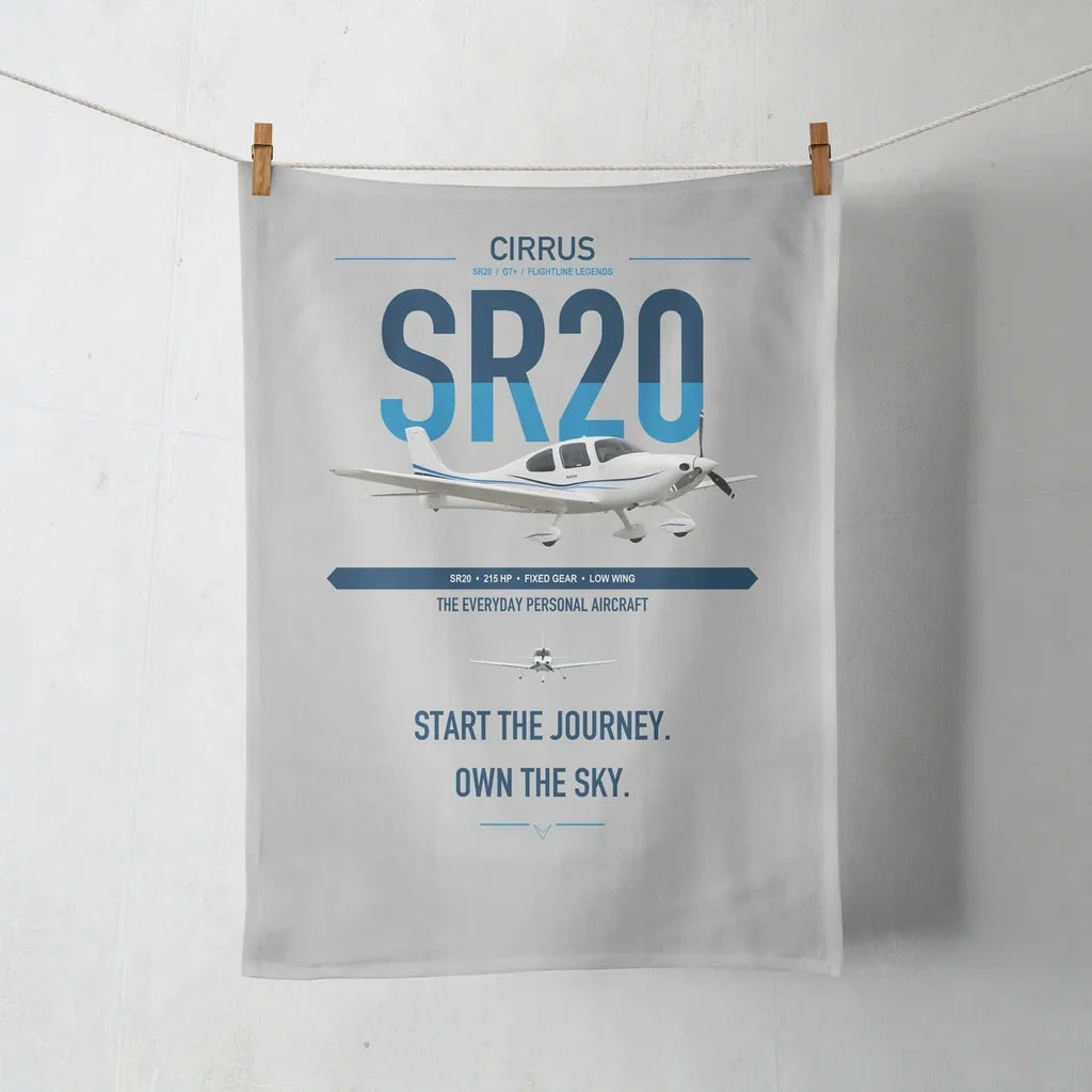Cirrus SR20 design on light gray towel