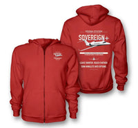 Thumbnail for Cessna Citation Sovereign+ design on red premium zipped hoodie, double-side print