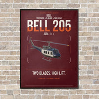 Thumbnail for Bell 205A-1++ vertical canvas print - framed - dark red background