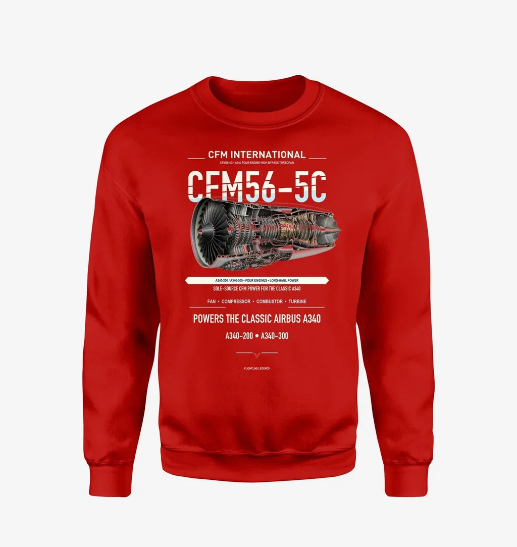 CFM56-5C design on red sweatshirt