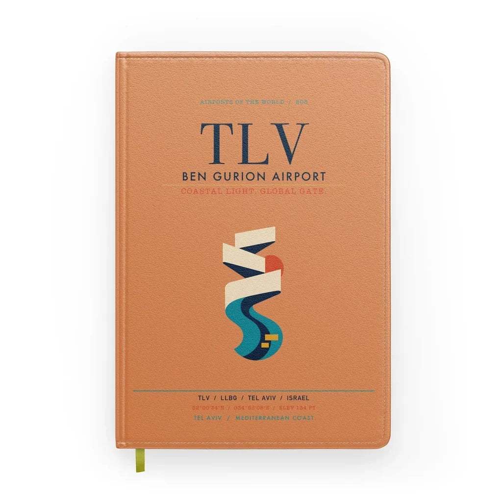 Tel Aviv Ben Gurion Airport (TLV) design on orange notebook