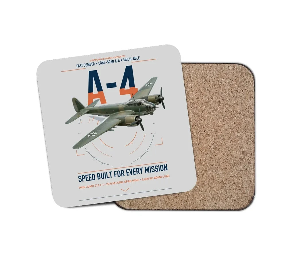 Junkers Ju 88A-4 design on light gray 1 piece coaster