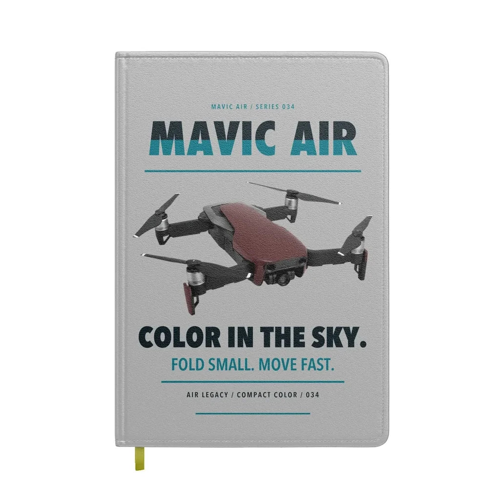 DJI Mavic Air design on light gray notebook