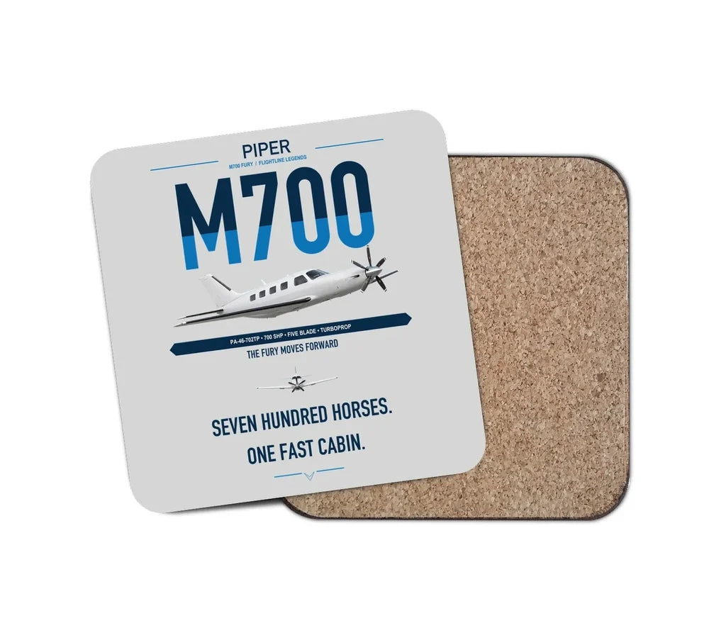 Piper M700 Fury design on light gray 1 piece coaster