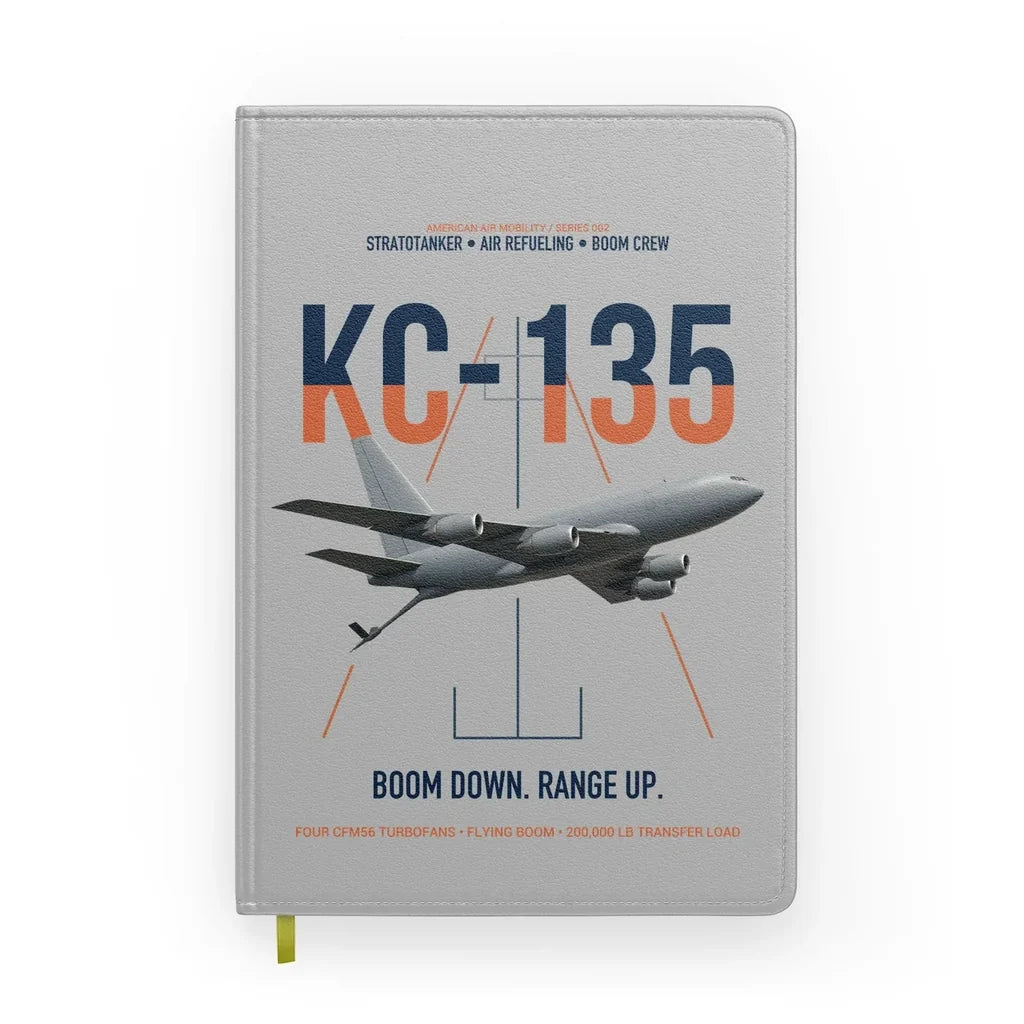 KC-135 STRATOTANKER design on light gray notebook
