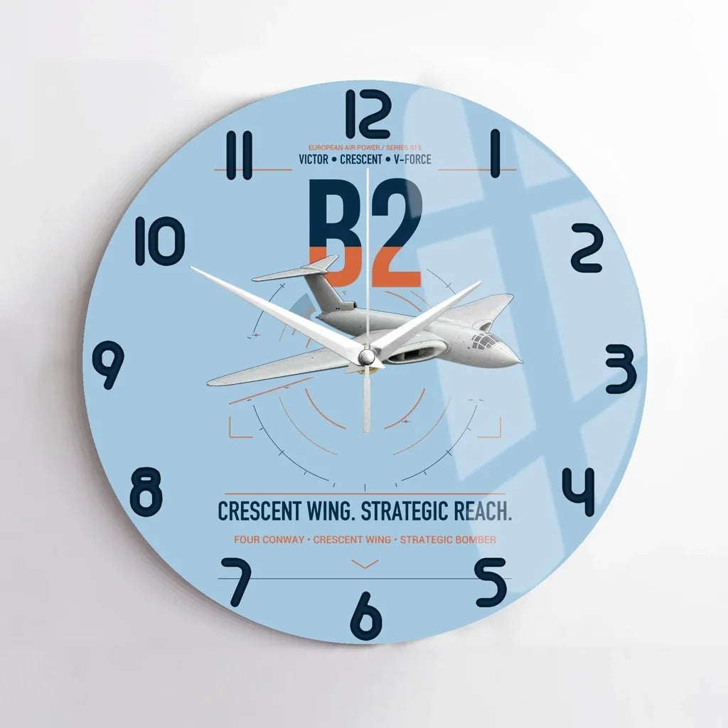 Handley Page Victor B2 design on light blue no frame wall clock