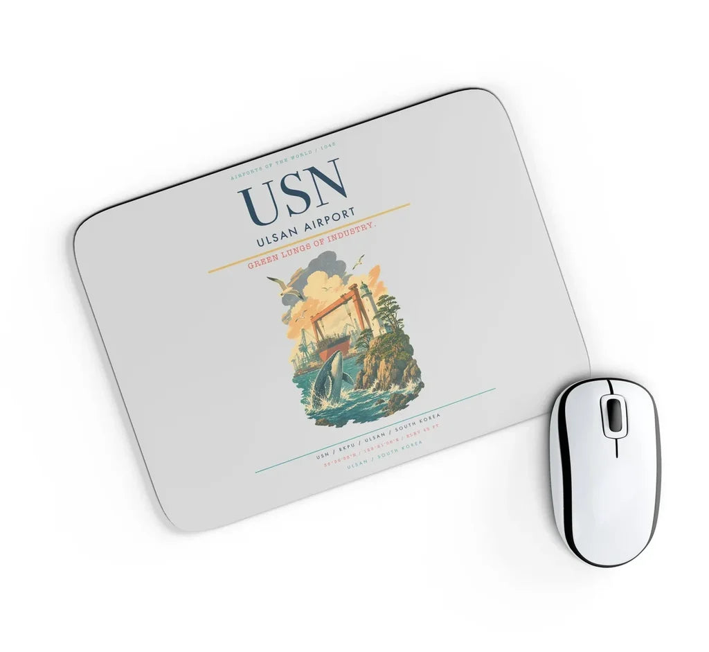 Ulsan Airport (USN) design on light gray rectangle mouse pad
