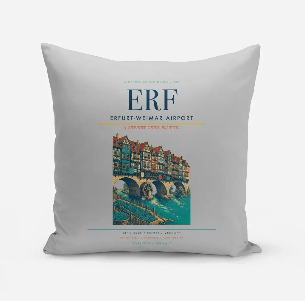 Erfurt-Weimar Airport (ERF) design on light gray pillow