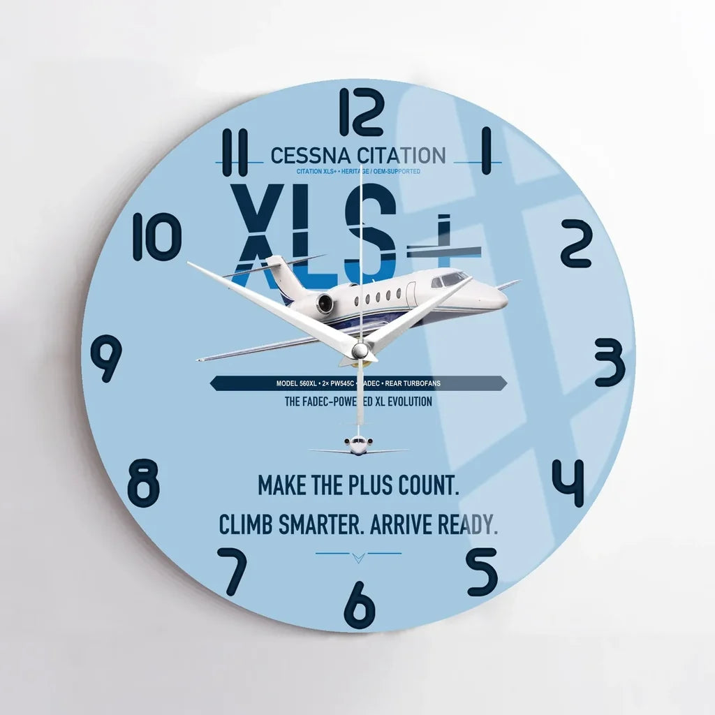 Cessna Citation XLSPlus design on light blue no frame wall clock