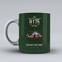 Thumbnail for Airbus H175 design on dark green ceramic mug, double-side print