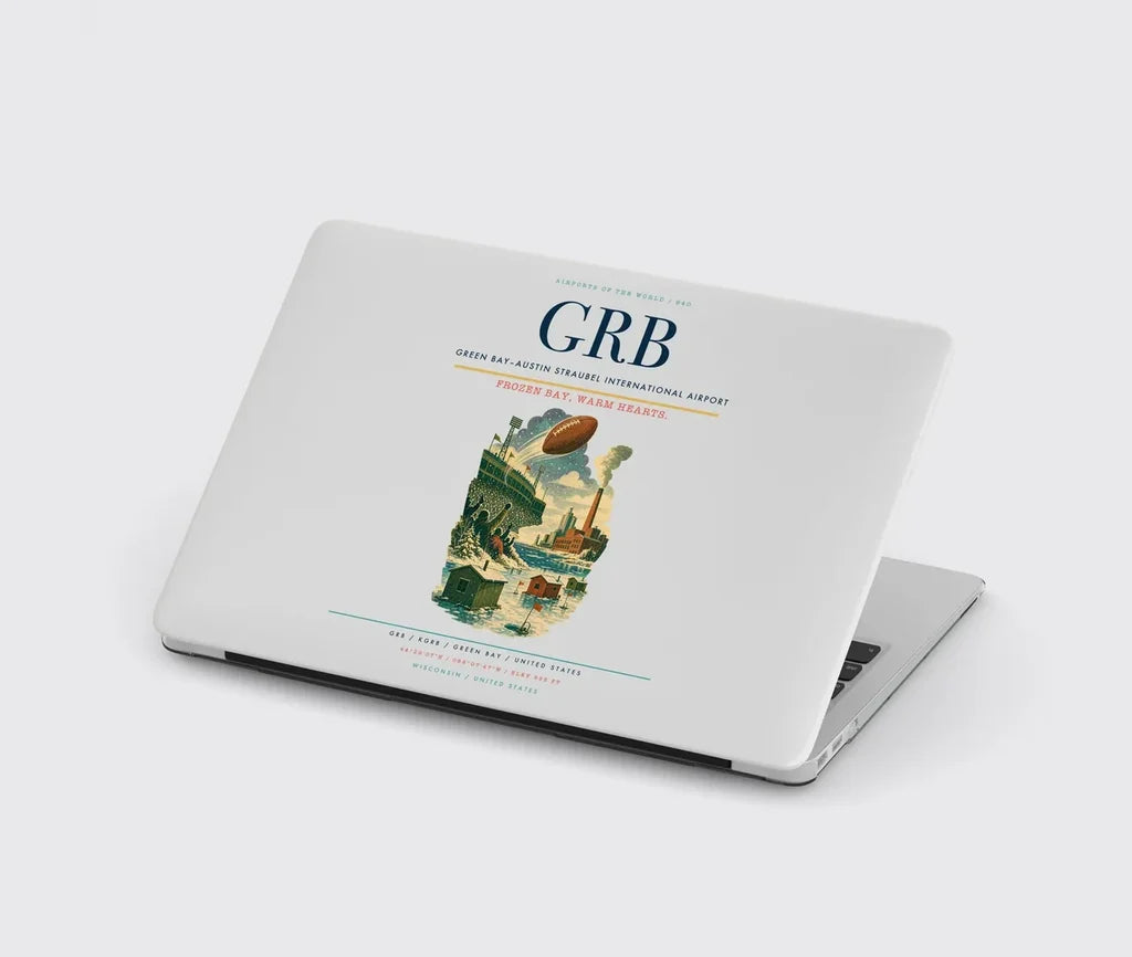 Green Bay–Austin Straubel International Airport (GRB) design on light gray MacBook case