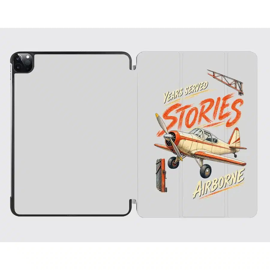 Years Served Stories Airborne design on light gray ipad tablet case