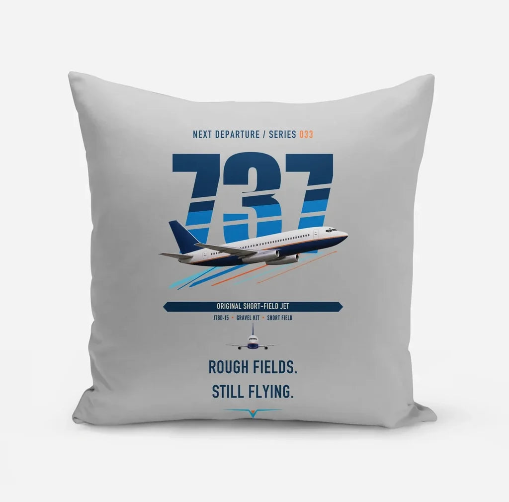 Boeing 737-200 design on light gray pillow