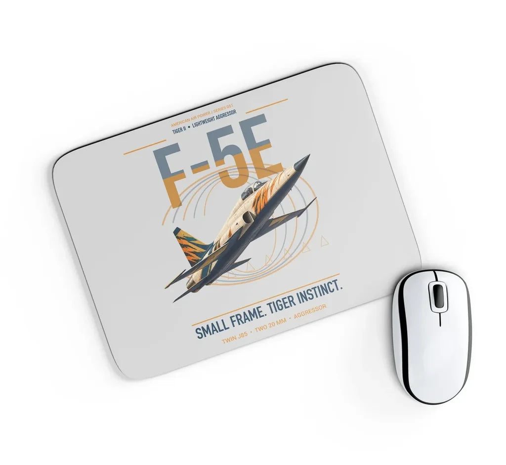 F-5E Tiger II design on light gray rectangle mouse pad