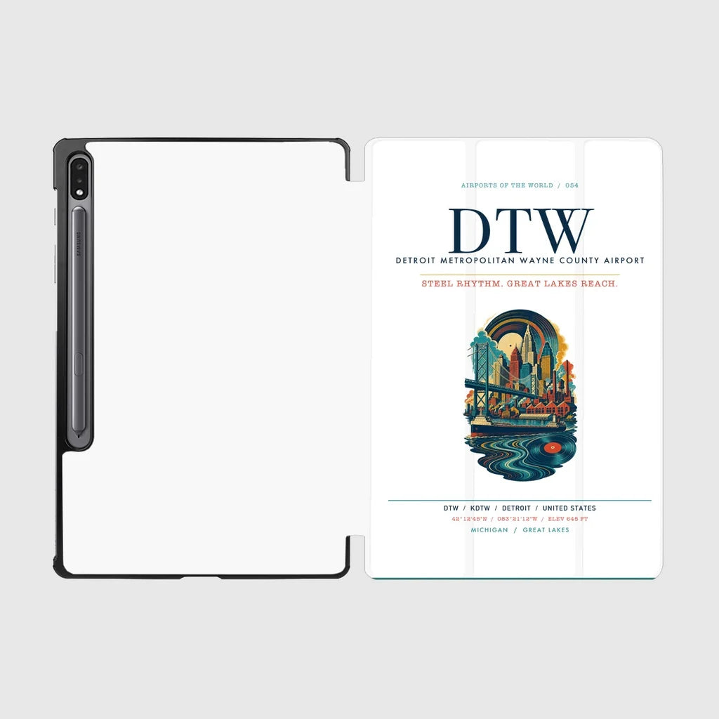 Detroit Metropolitan Wayne County Airport (DTW) design on white samsung tablet tablet case