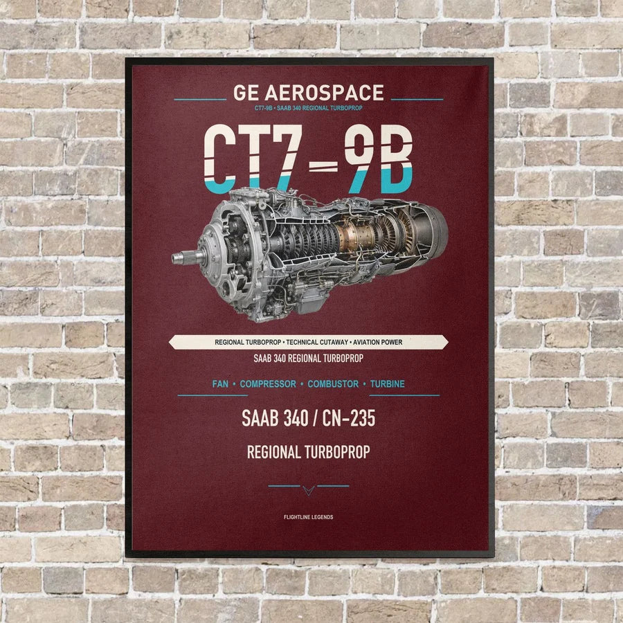CT7-9B vertical canvas print - framed - dark red background