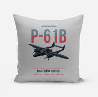 Thumbnail for P-61B Black Widow design on light gray pillow