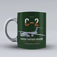 Thumbnail for Kawasaki C-2 design on dark green ceramic mug, double-side print